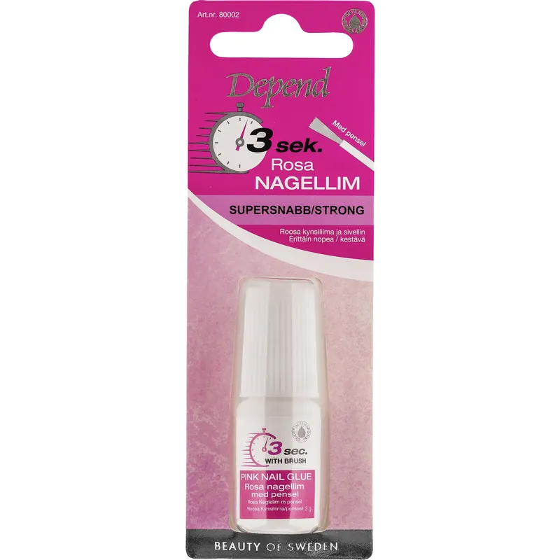 3 Sec Pink Nail Glue With Brush Uusi Kokoelma